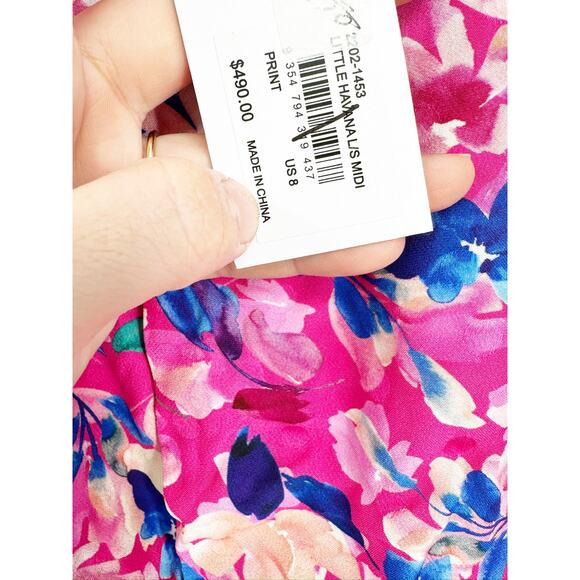 Rebecca Vallance Little Havana Pink Floral Print Long Sleeve Midi Dress Sz 8 NWT - Picture 5 of 5